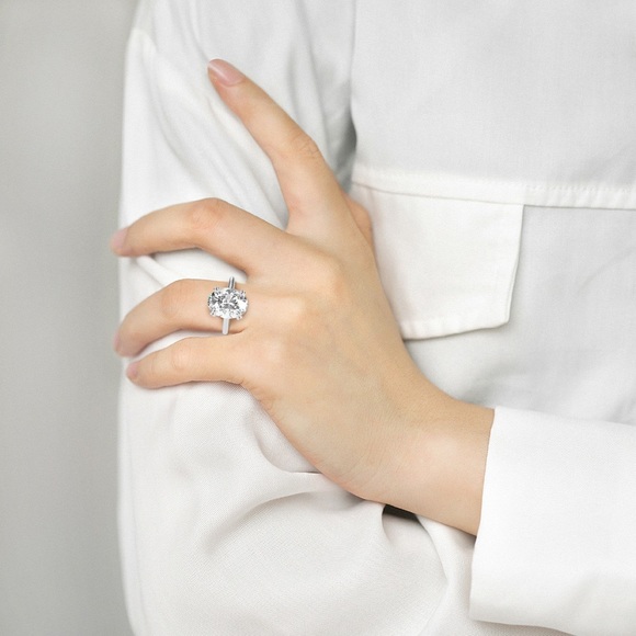 14k White Gold 5ct Crushed Ice Oval - Picture 9 of 16